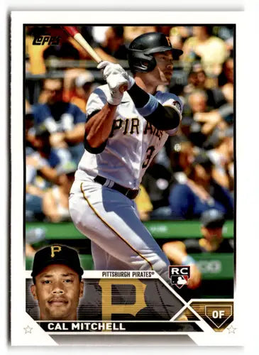 Cal Mitchell baseball card with original gloss from 2023 Topps Rookie Pirates