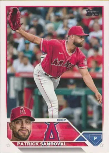 Original gloss Patrick Sandoval baseball card 2023 Topps NM-MT Angels ID 57022