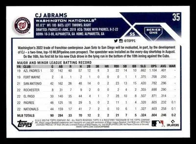 2023 Topps #35 CJ Abrams - Baseball Card Single