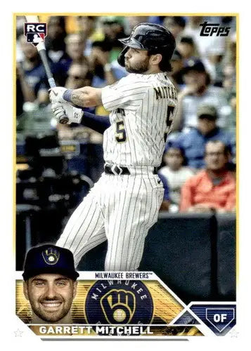 2023 Topps Garrett Mitchell baseball card with original gloss, NM-MT Rookie Brewers