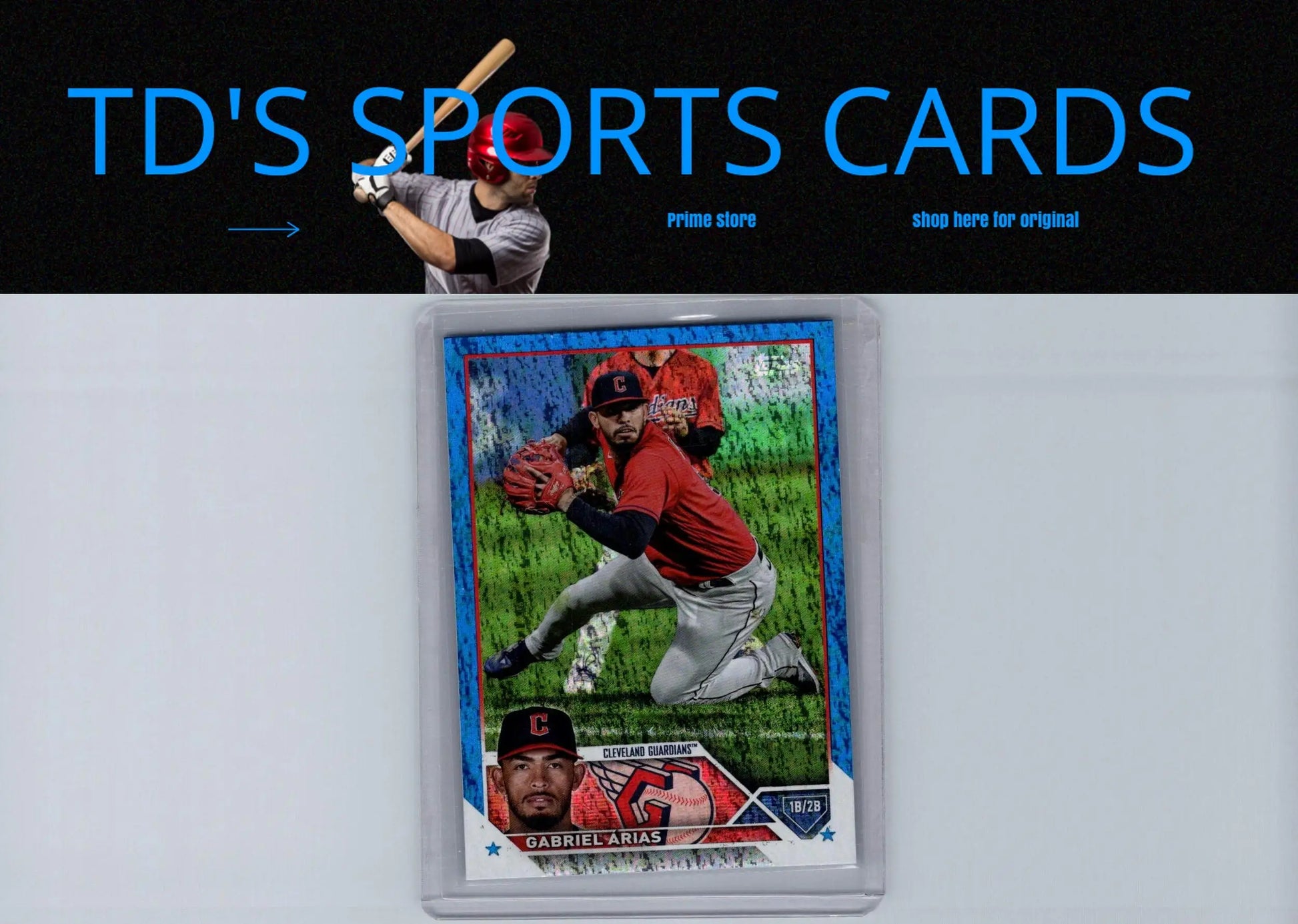 Gabriel Arias baseball card 2023 Topps #402 Gabriel Arias Blue Foilboard