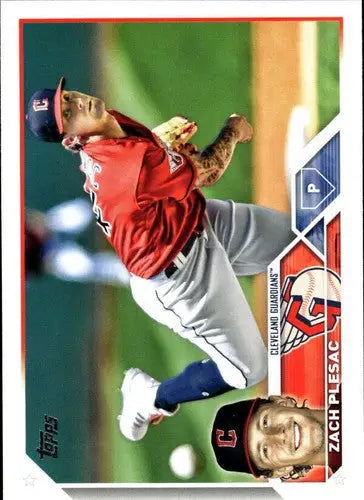 2023 Topps Zach Plesac NM-MT Guardians baseball card featuring original gloss
