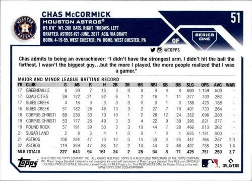 2023 Topps #51 Chas McCormick NM-MT Astros ID:49689 - Baseball Card Single