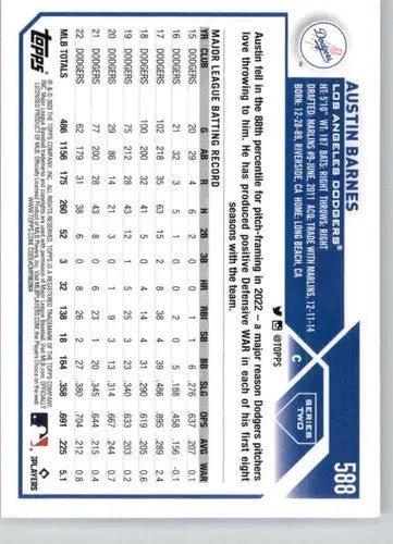 2023 Topps #588 Austin Barnes NM-MT Dodgers ID:55431 - Baseball Card Single