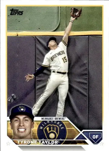 Tyrone Taylor baseball card with original gloss, 2023 Topps NM-MT Brewers ID 52643