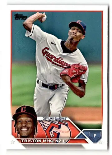 Original gloss Triston McKenzie baseball card from 2023 Topps #65 featuring Simply Sandoval