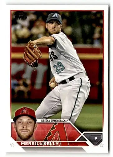Original gloss Merrill Kelly baseball card from 2023 Topps #71 featuring Simply Sandoval