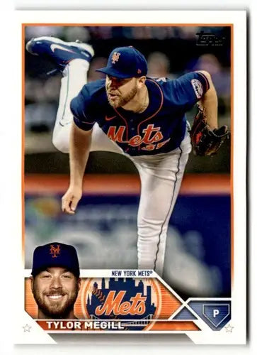 2023 Topps Tylor Megill baseball card featuring original gloss and Simply Sandoval