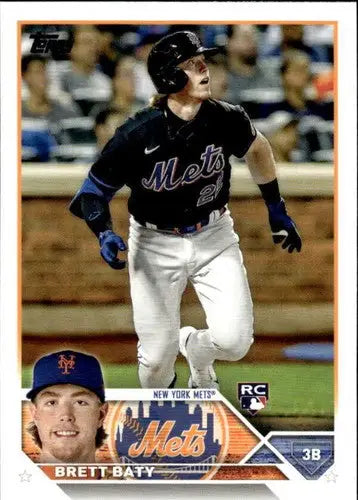 Original gloss Brett Baty rookie Mets baseball card from 2023 Topps #89 NM-MT RC