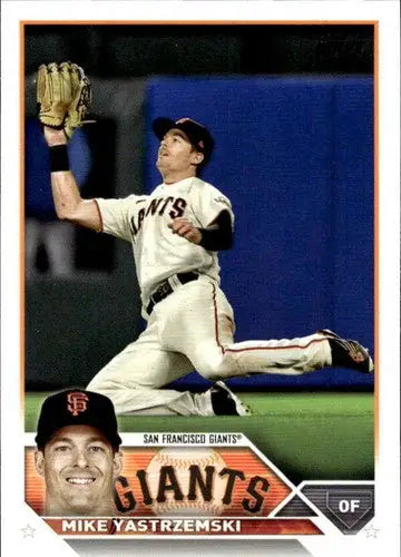 Original gloss 2023 Topps Mike Yastrzemski NM-MT baseball card Giants ID 49971