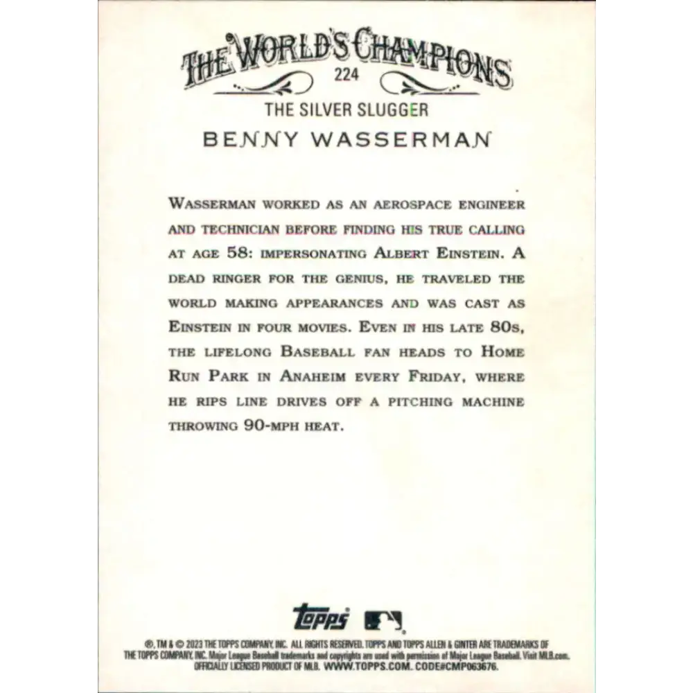 2023 Topps Allen and Ginter #224 Benny Wasserman NM-MT Baseball Card - Baseball Card Single