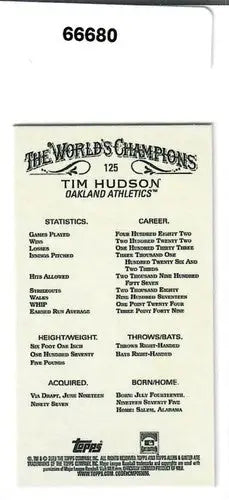 Original gloss 2023 Topps Allen Ginter Mini Gold Border Tim Hudson baseball card