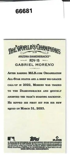 2023 Topps Allen and Ginter Rookie Design Variation Baseball Card featuring Gabriel Moreno