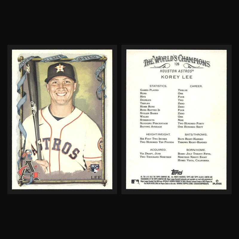 2023 Topps Allen & Ginter #126 Korey Lee Houston Astros RC - Baseball Card Single