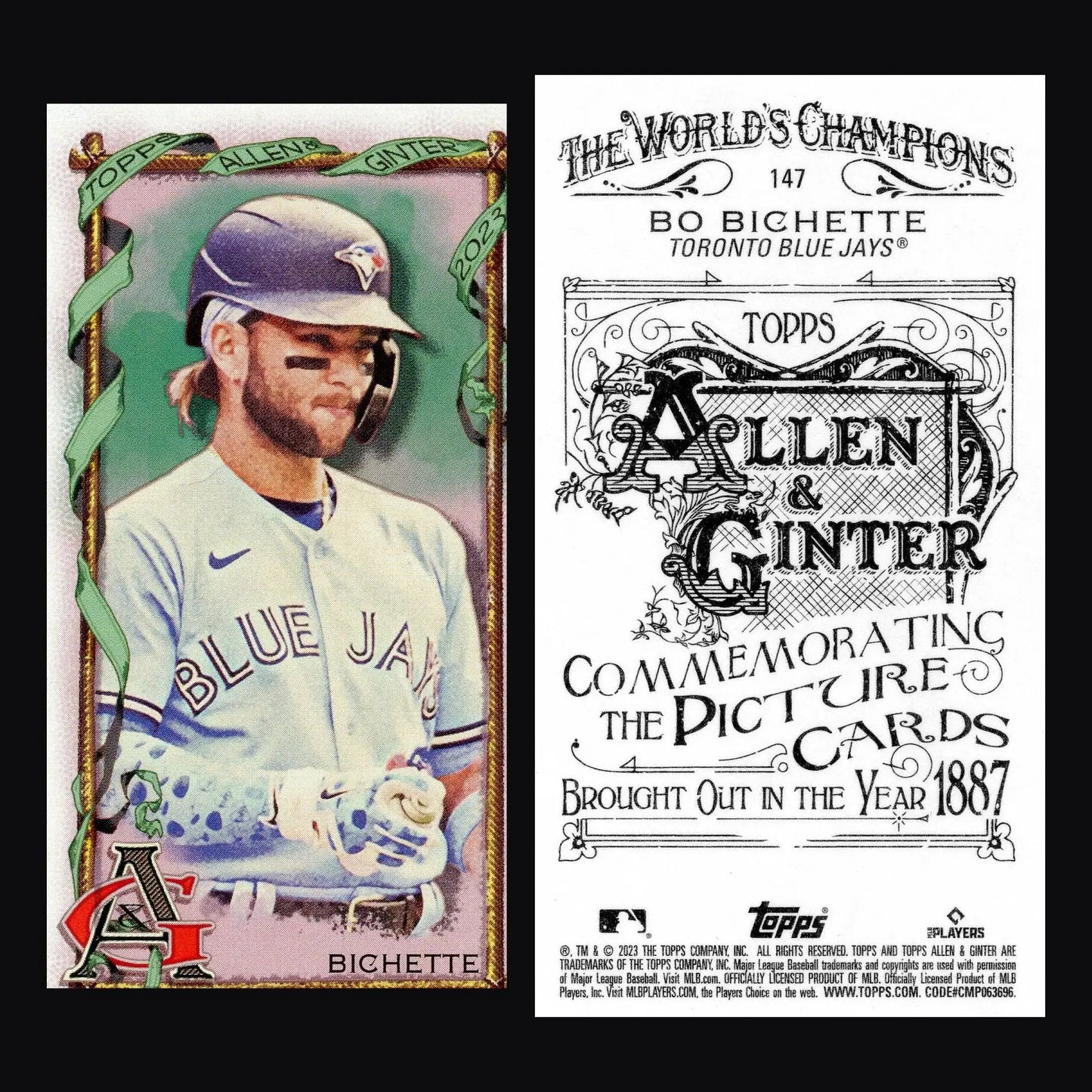 2023 Topps Allen & Ginter #147 Bo Bichette Mini A&G Back Toronto Blue Jays - Baseball Card Single