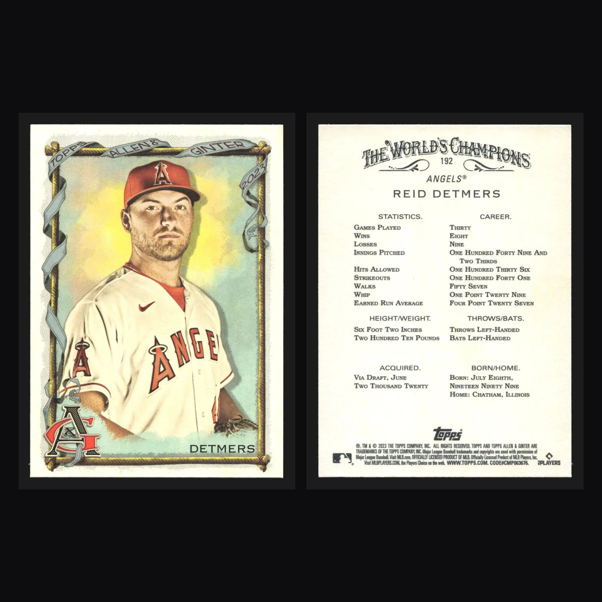 2023 Topps Allen & Ginter #192 Reid Detmers Los Angeles Angels - Baseball Card Single