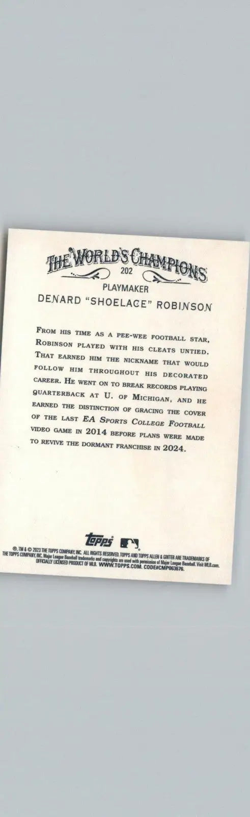 2023 Topps Allen & Ginter #202 Denard ’Shoelace’ Robinson Detroit Lions - Football Card Single
