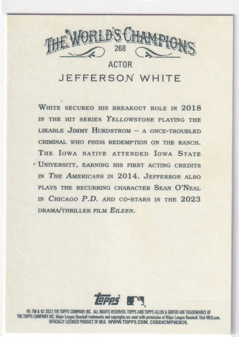 2023 TOPPS ALLEN & GINTER #268 JEFFERSON WHITE - Baseball Card Single