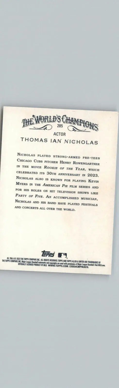 2023 Topps Allen & Ginter #285 Thomas Ian Nicholas - Baseball Card Single
