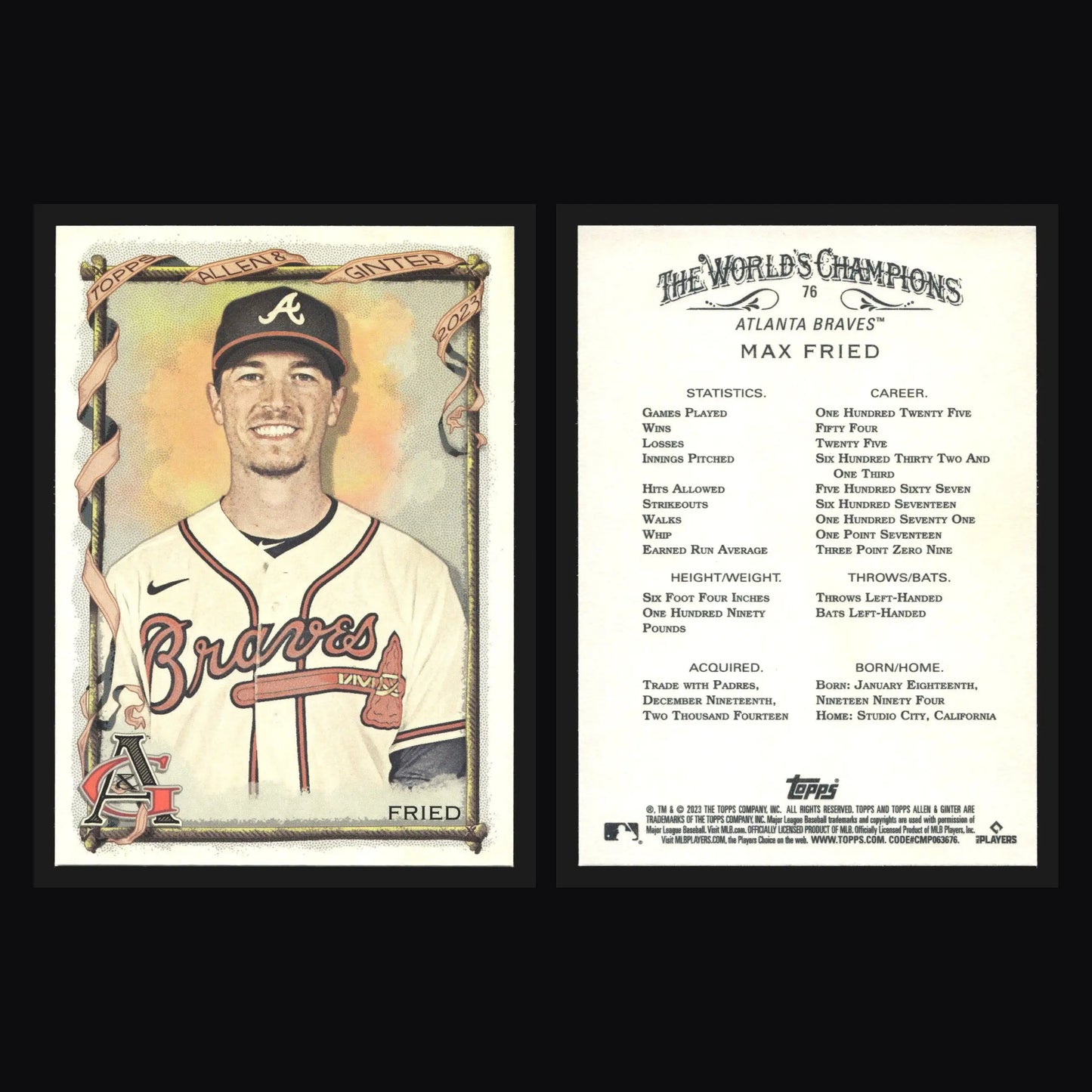 2023 Topps Allen & Ginter #76 Max Fried Atlanta Braves