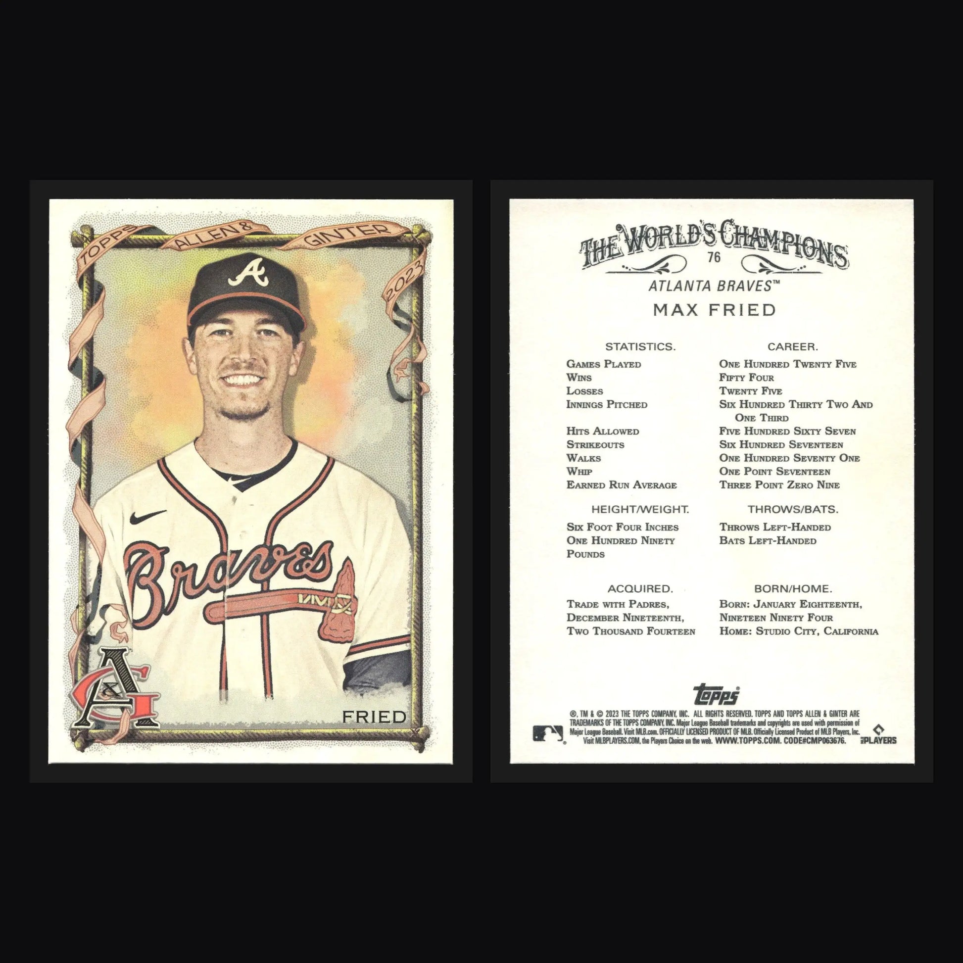 2023 Topps Allen & Ginter #76 Max Fried Atlanta Braves