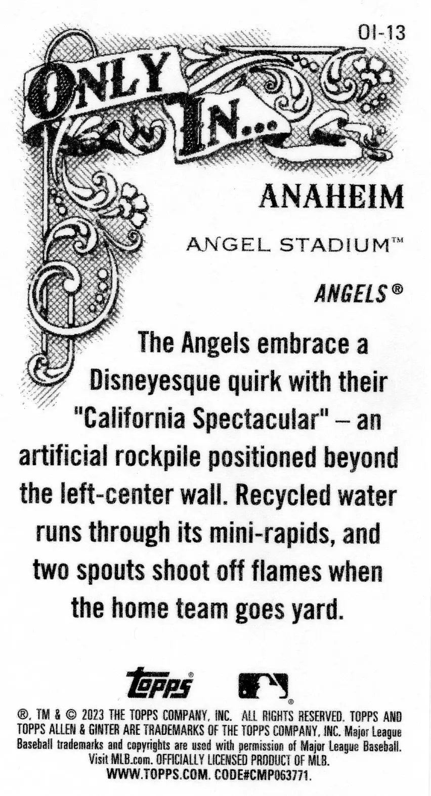 2023 Topps Allen & Ginter Only In #OI-13 Anaheim Angels Angel Stadium Mini - Baseball Card Single