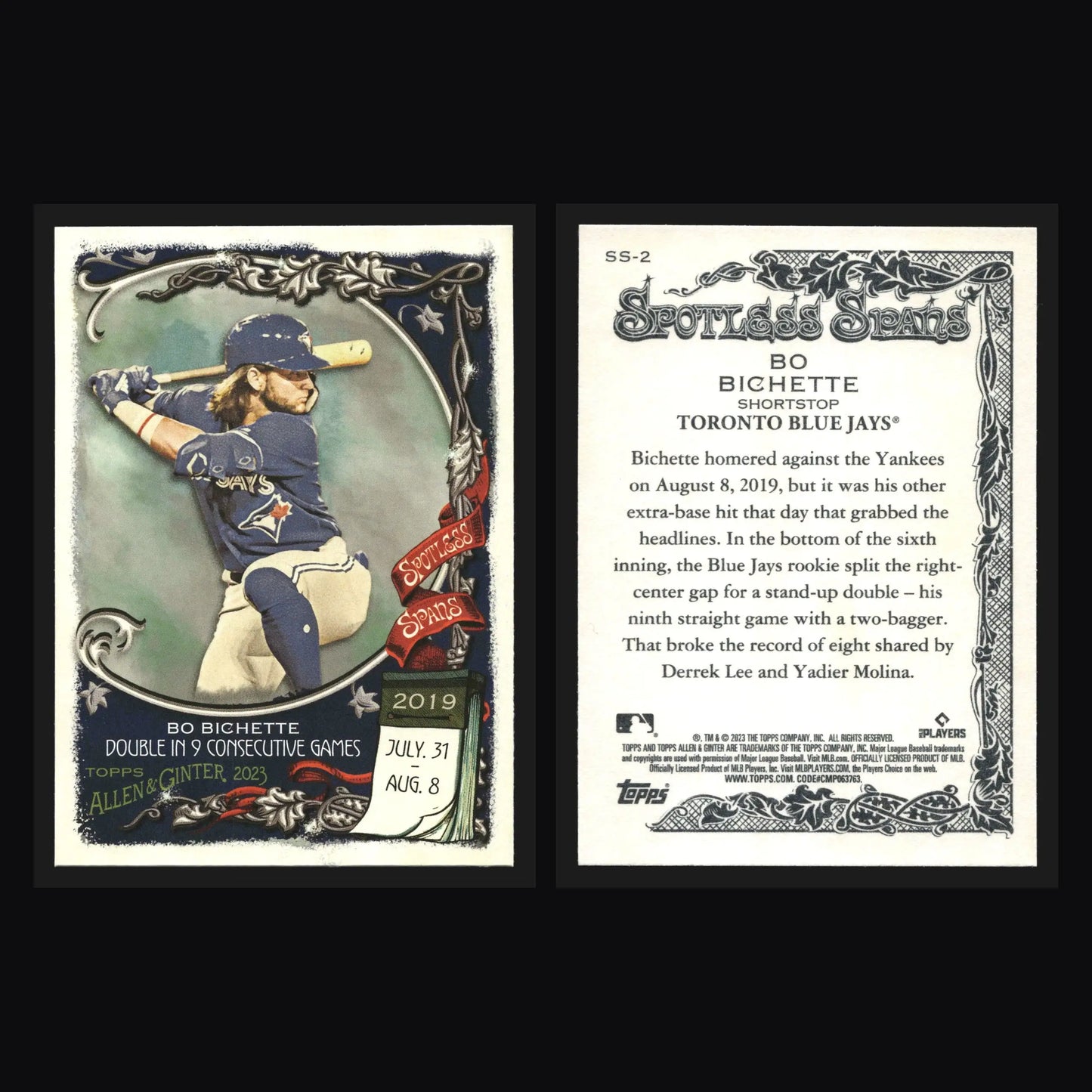 2023 Topps Allen & Ginter Spotless Spans #SS-2 Bo Bichette Blue Jays - Baseball Card Single