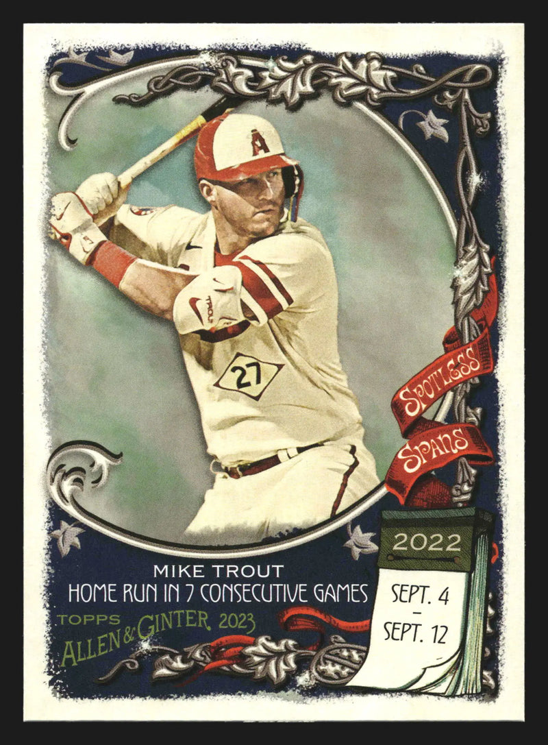 2023 Topps Allen & Ginter Spotless Spans #SS-39 Mike Trout Angels - Baseball Card Single