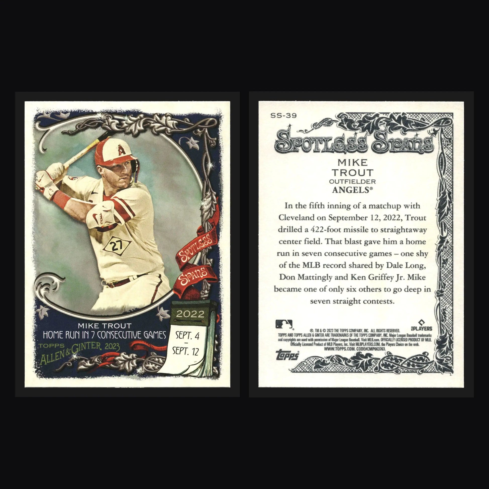 2023 Topps Allen & Ginter Spotless Spans #SS-39 Mike Trout Angels - Baseball Card Single