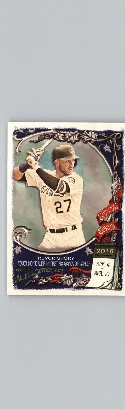 2023 Topps Allen & Ginter #SS-31 Trevor Story Spotless Spans Colorado Rockies - Baseball Card Single