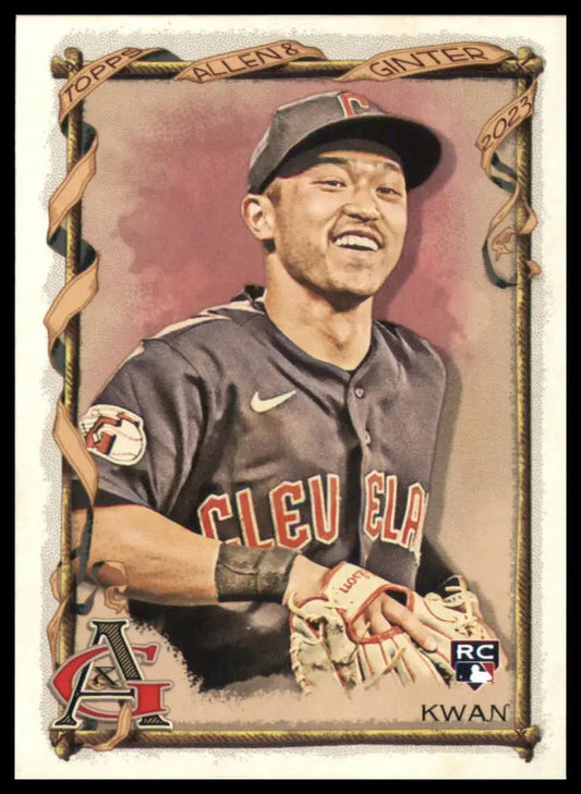 2023 Topps Allen & Ginter Steven Kwan 181 Cleveland Guardians Baseball NM - Baseball Card Single