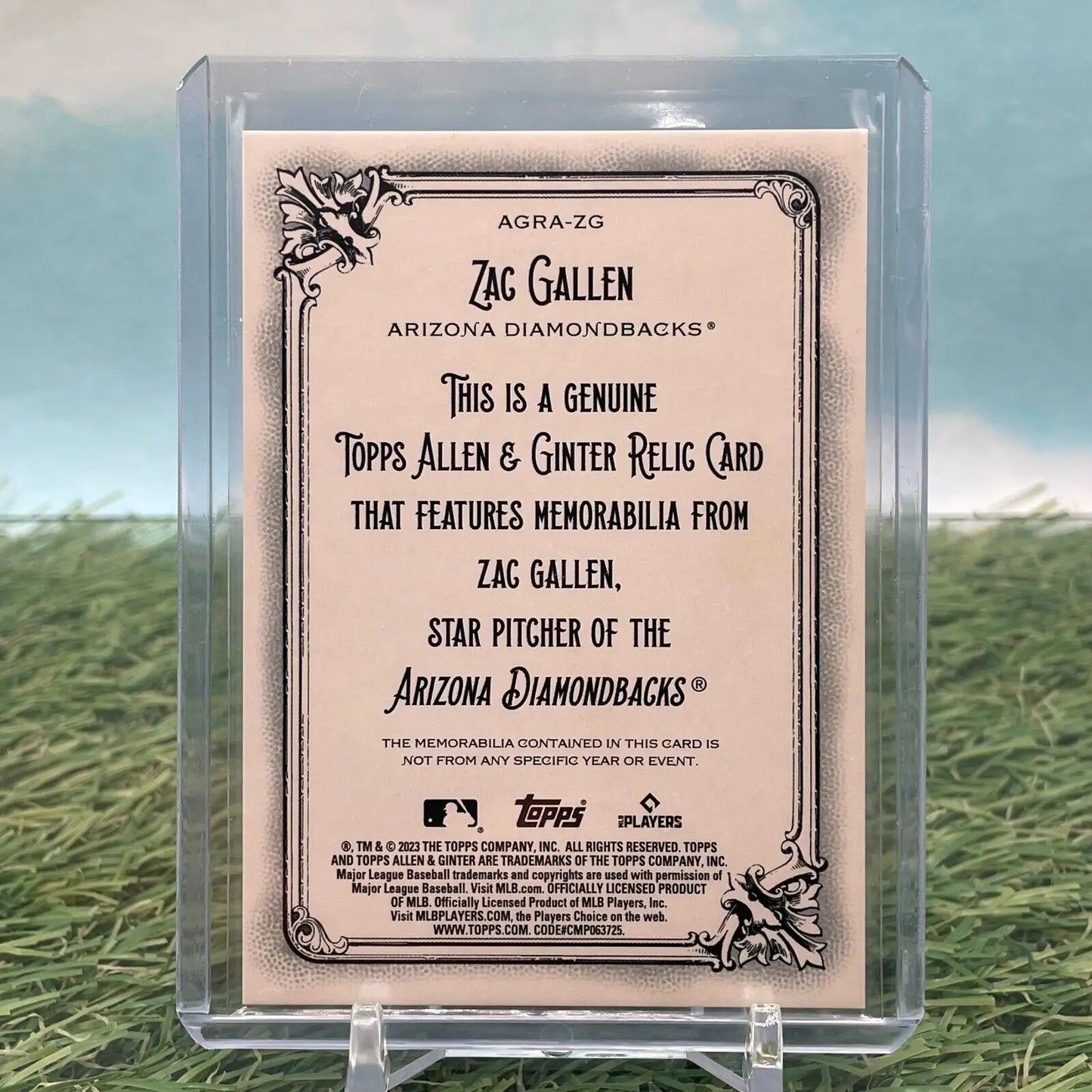 Zac Gallen baseball relic card from 2023 Topps Allen & Ginter collection