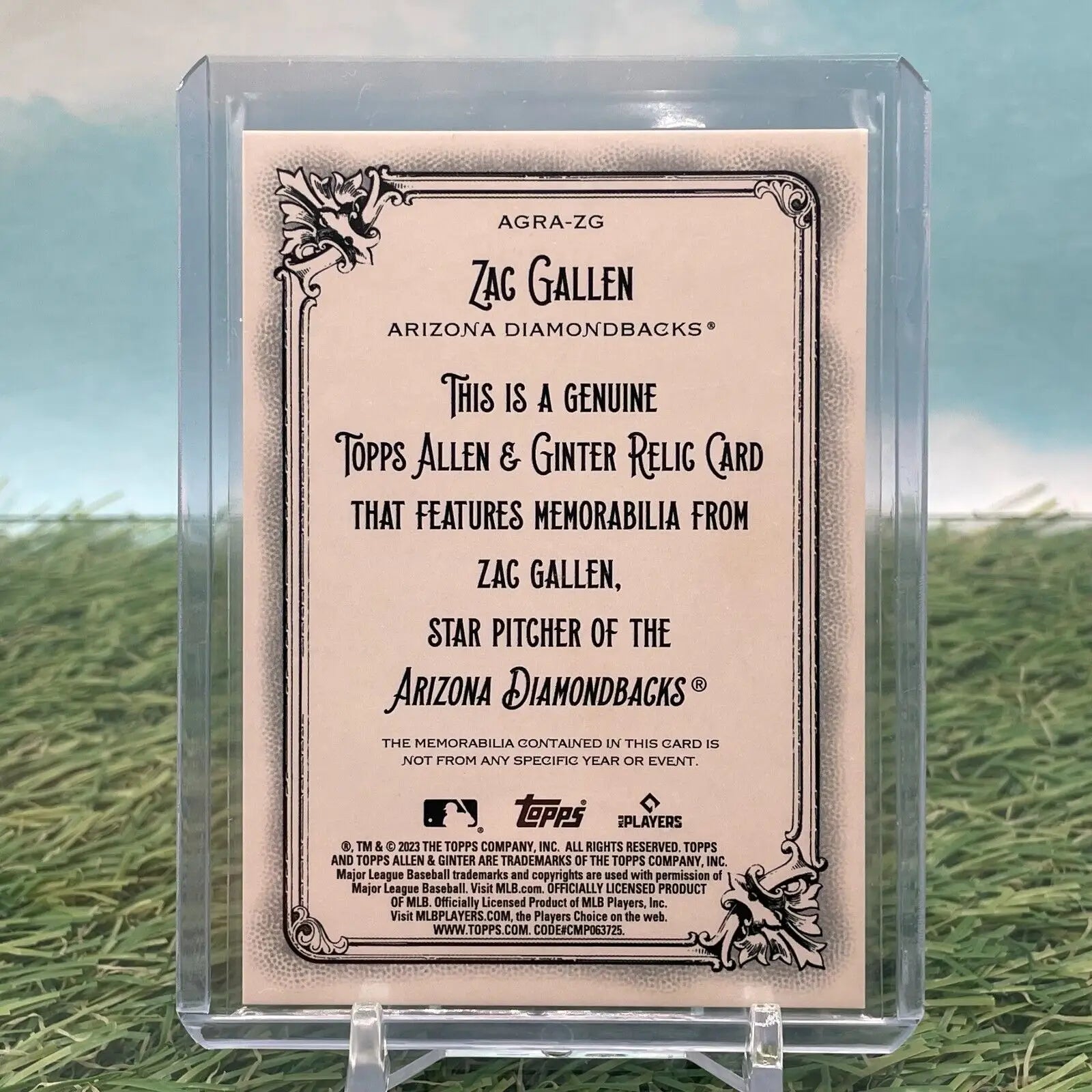 Zac Gallen baseball relic card from 2023 Topps Allen & Ginter collection