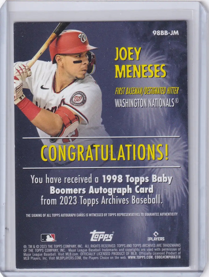 2023 Topps Archives Baby Boomers Auto #98BB-JM Joey Meneses - Nationals