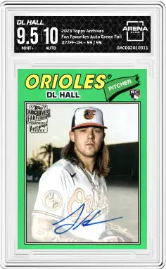 2023 Topps Archives DL Hall #77FF-DH Fan Favorites Autographs Green Foil 99/99 - Baseball Card Single