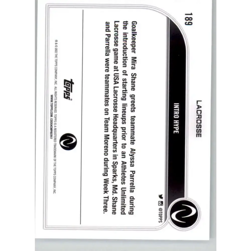 2023 Topps Athletes Unlimited All Sports 189 Intro Hype Lacrosse Card - Lacrosse Card Single