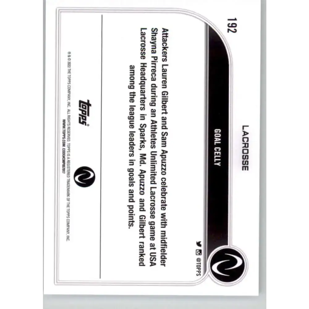 2023 Topps Athletes Unlimited All Sports 192 Goal Celly Lacrosse Card - Lacrosse Card Single