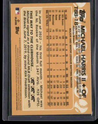 2023 Topps Baseball Michael Harris II #T88-18 1988 Topps 35th Anniversary RC - Baseball Card Single