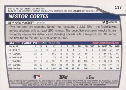 2023 Topps Big League #117 Nestor Cortes NM-MT Yankees ID:53369 - Baseball Card Single