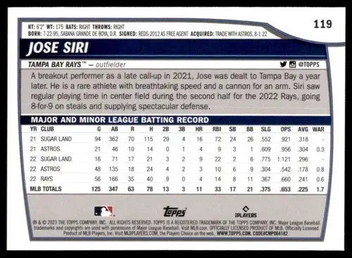 2023 Topps Big League #119 Jose Siri NM-MT Rays ID:53273 - Baseball Card Single