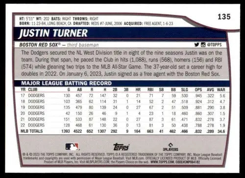 2023 Topps Big League #135 Justin Turner NM-MT Red Sox ID:51515 - Baseball Card Single