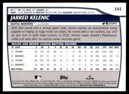2023 Topps Big League #141 Jarred Kelenic NM-MT Mariners ID:51508 - Baseball Card Single