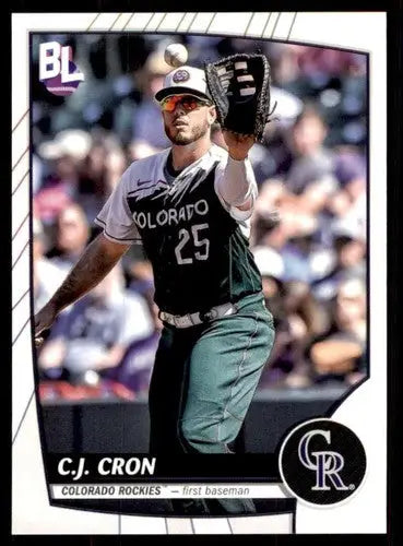 Original gloss 2023 Topps Big League C.J. Cron baseball card Rockies ID 53307