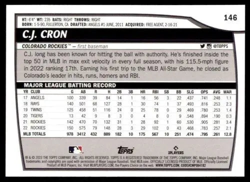 Original gloss Topps Big League C.J. Cron baseball card Rocky ID 53307