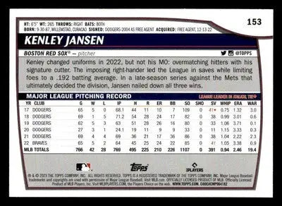 2023 Topps Big League #153 Kenley Jansen - Baseball Card Single