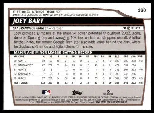 2023 Topps Big League #160 Joey Bart NM-MT Giants ID:53335 - Baseball Card Single