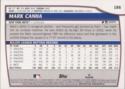 2023 Topps Big League #186 Mark Canha NM-MT Mets ID:53313 - Baseball Card Single