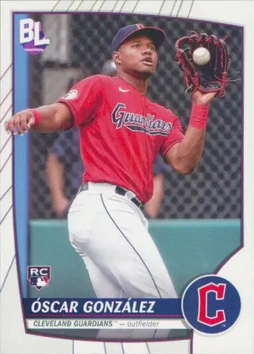 Óscar González baseball card from 2023 Topps Big League Guardians rookie collection