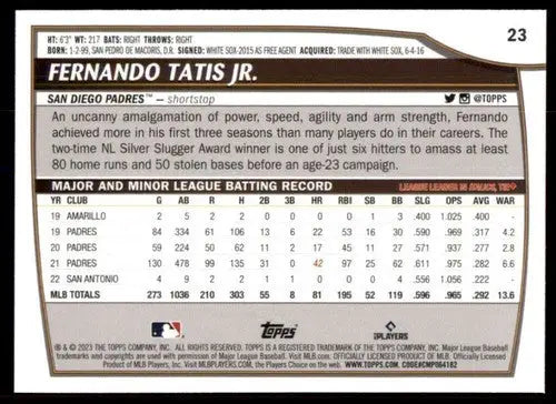 2023 Topps Big League #23 Fernando Tatis Jr. NM-MT Padres ID:53362 - Baseball Card Single