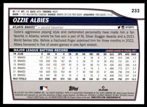 2023 Topps Big League #233 Ozzie Albies NM-MT Braves ID:53270 - Baseball Card Single
